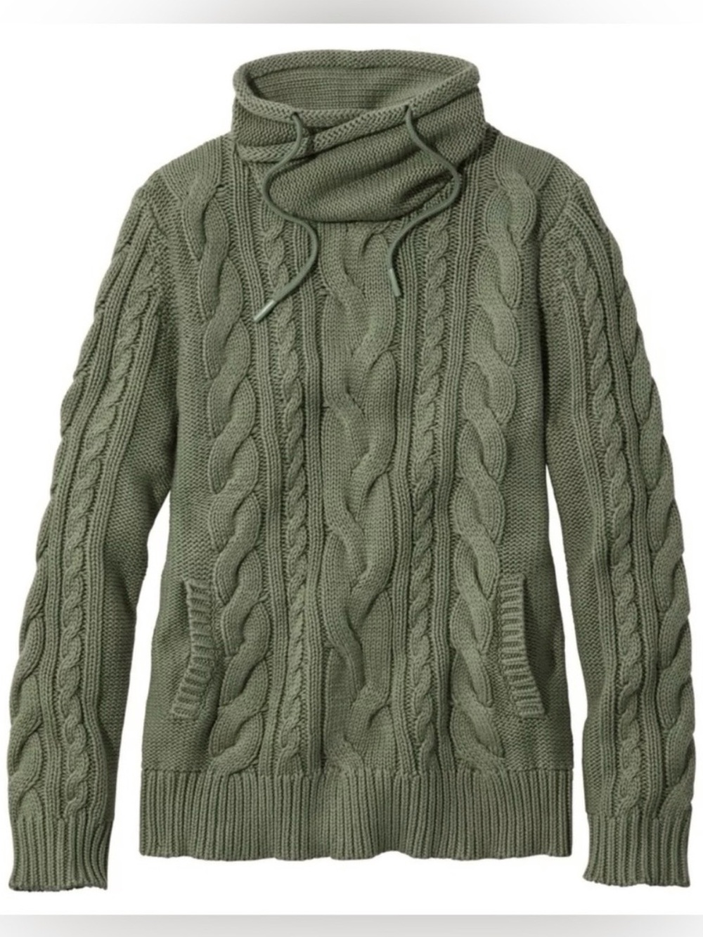 L.L. Bean Cotton Double L Mixed Cable  Hoodie Sweater